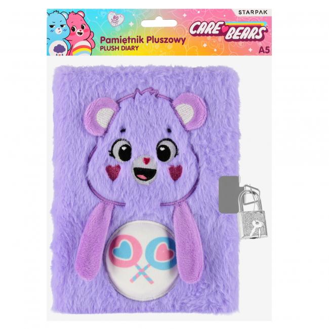 Pamiętnik pluszowy zamykany A5/80k Care Bears fioletowy STARPAK 580134