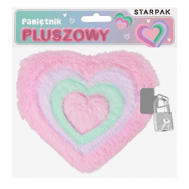 Pamiętnik pluszowy zamykany 14x10/80k Serce STARPAK 582110