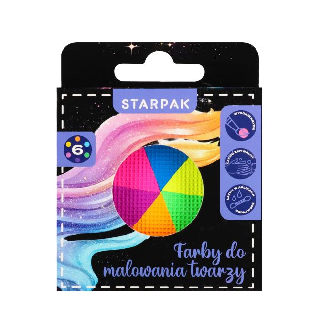 Farby do malowania twarzy 6 kolorów paletka STARPAK 576506