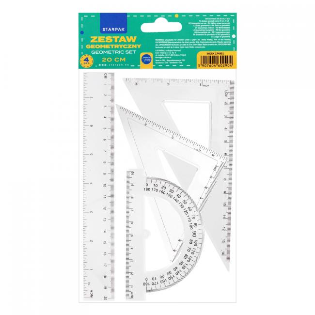 Zestaw szkolny geometryczny 4el. 20cm STARPAK 174931