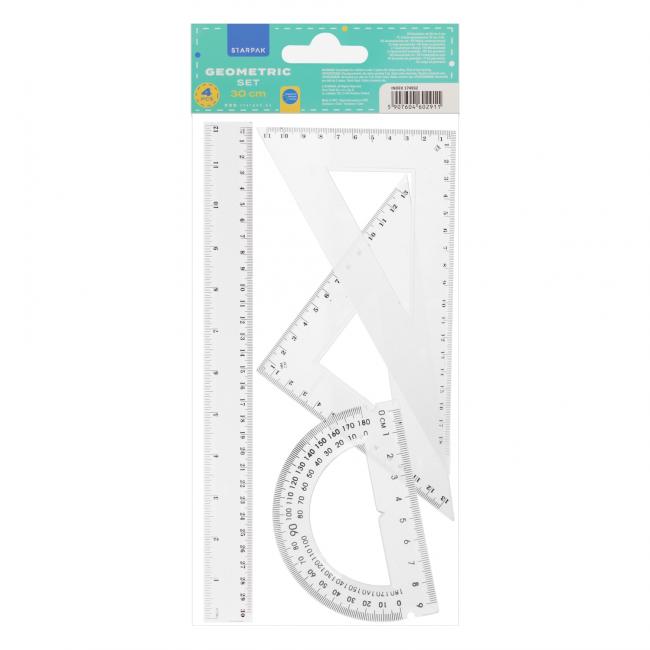 Zestaw szkolny geometryczny 4el. 30cm STARPAK 174932