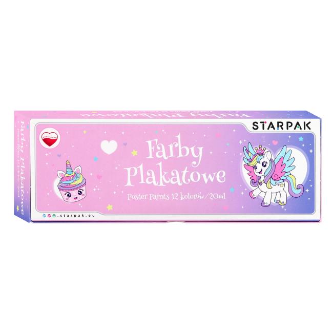 Farby plakatowe 12 kolorów 20ml Unicorn STARPAK 586306