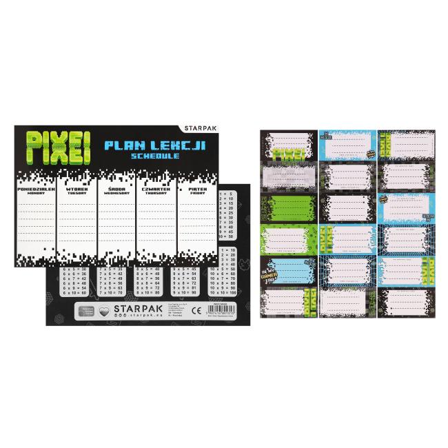 Plan lekcji A5 z naklejkami na zeszyt Pixel STARPAK 591762