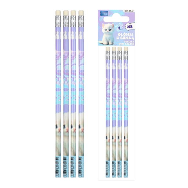 Ołówek z gumką HB Kitty op. 4 szt. STARPAK  589560