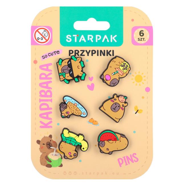Przypinka gumowa pins op. 6 szt. Kapibara STARPAK  583612