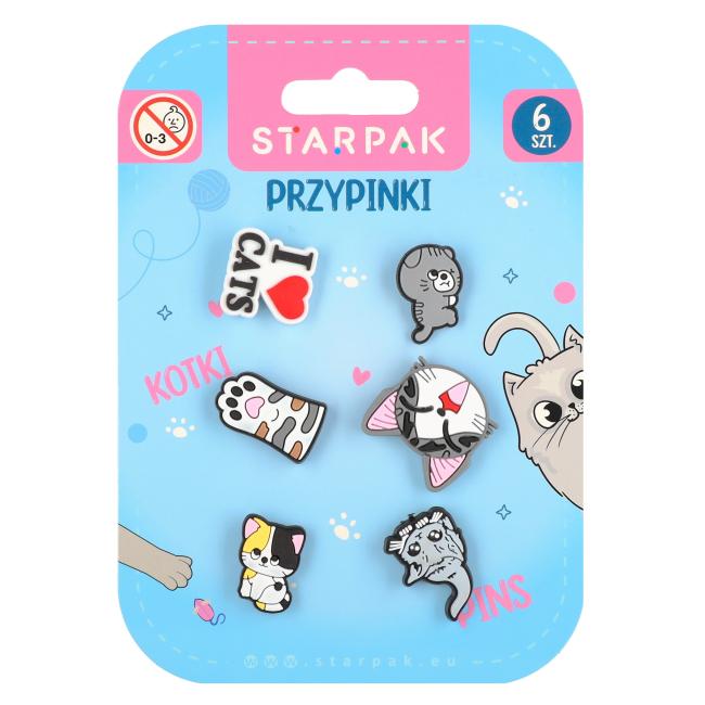 Przypinka gumowa pins op. 6 szt. Kotki STARPAK 583613