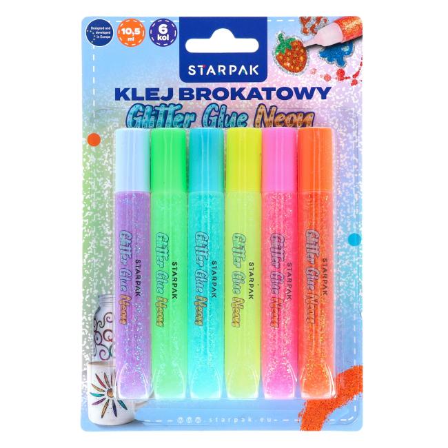 Klej brokatowy 10,5ml 6 kolorów neon STARPAK 578419