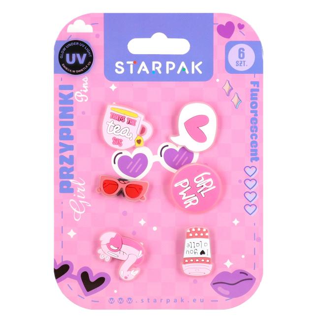Przypinka gumowa pins op.6szt Girl fluo STARPAK 585944