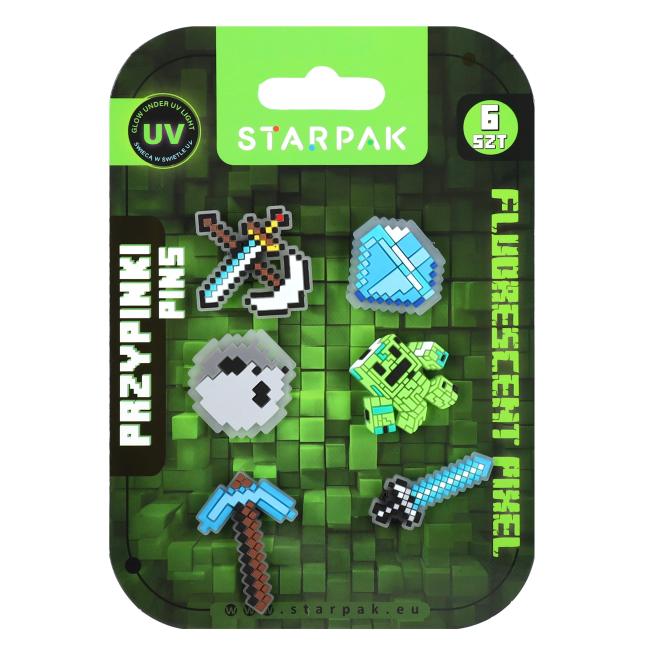 Przypinka gumowa pins op.6szt Pixel fluo STARPAK 585971