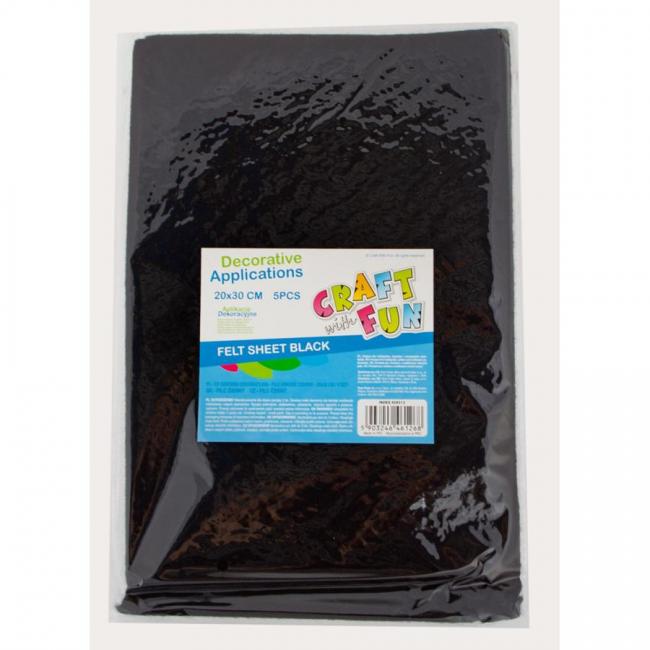 Filc dekoracyjny arkusz 5szt. czarny CRAFT WITH FUN 439312