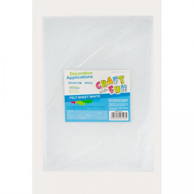 Filc dekoracyjny arkusz 5 szt. biały CRAFT WITH FUN 439314