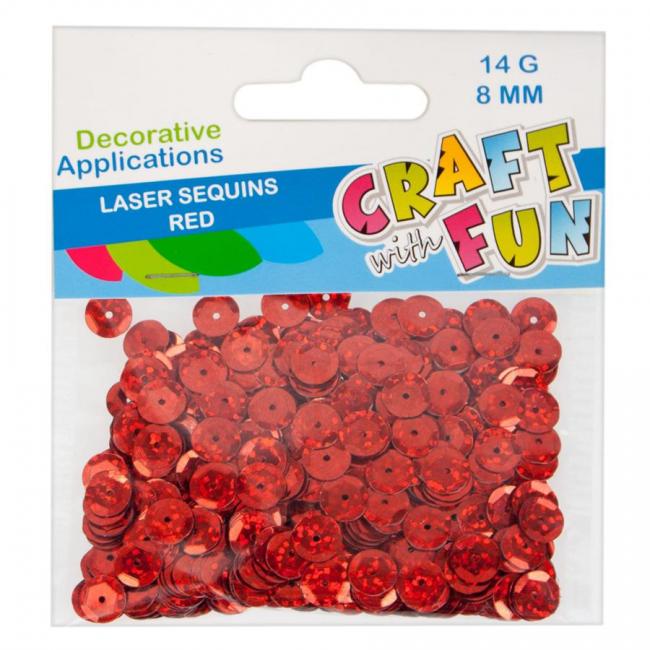 Cekiny laser guzik 8mm czerwony CRAFT WITH FUN 439336