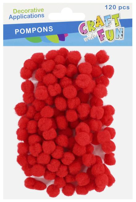 Pompony dekoracyjne czerwone 120szt/1cm CRAFT WITH FUN 463922