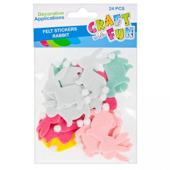 Naklejki filcowe Królik z pomponem Wielkanoc CRAFT WITH FUN 445998