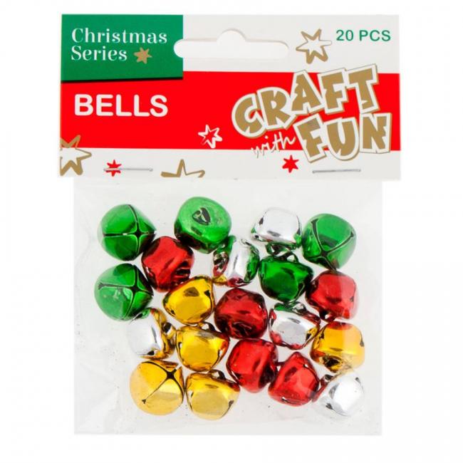 Ozdoba dekoracyjna dzwoneczki Boże Narodzenie mix kol CRAFT WITH FUN 412803