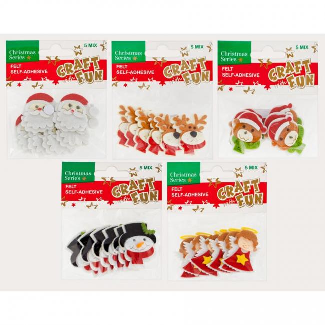 Ozdoba dekoracyjna samoprzylepna filcowa Boże Narodzenie mix CRAFT WITH FUN 439579