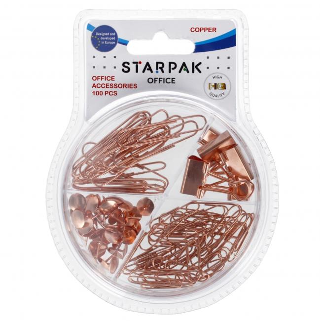 Akcesoria biurowe 100 elementów miedziane STARPAK 471022