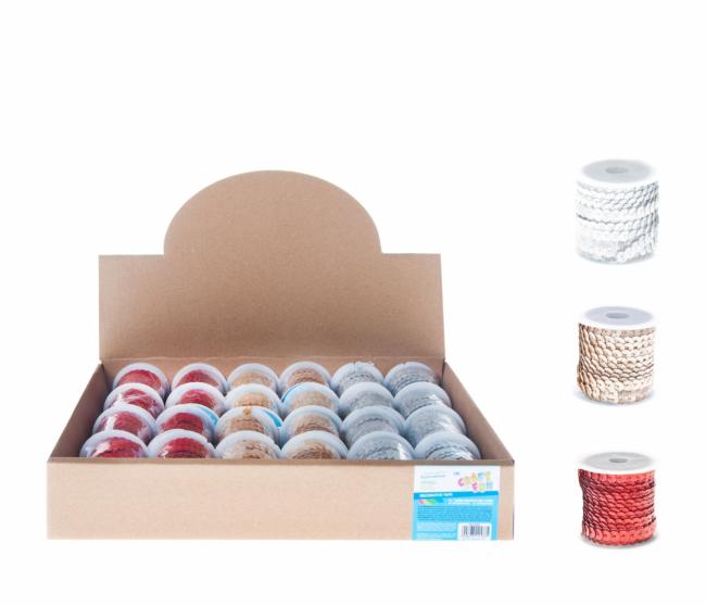 Taśma dekoracyjna cekiny 3m mix kolorów szpulka CRAFT WITH FUN 463850