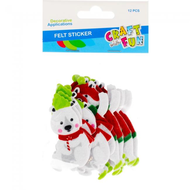 Ozdoba dekoracyjna filcowa samoprzylepna Boże Narodzenie Miś CRAFT WITH FUN 480003