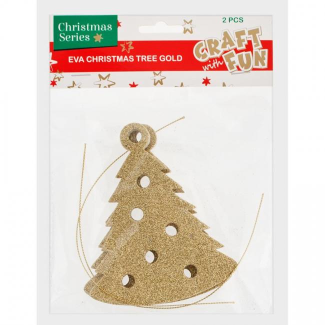 Ozdoby dekoracyjne piankowe EVA choinka złota zawieszka Boże Narodzenie CRAFT WITH FUN 438618