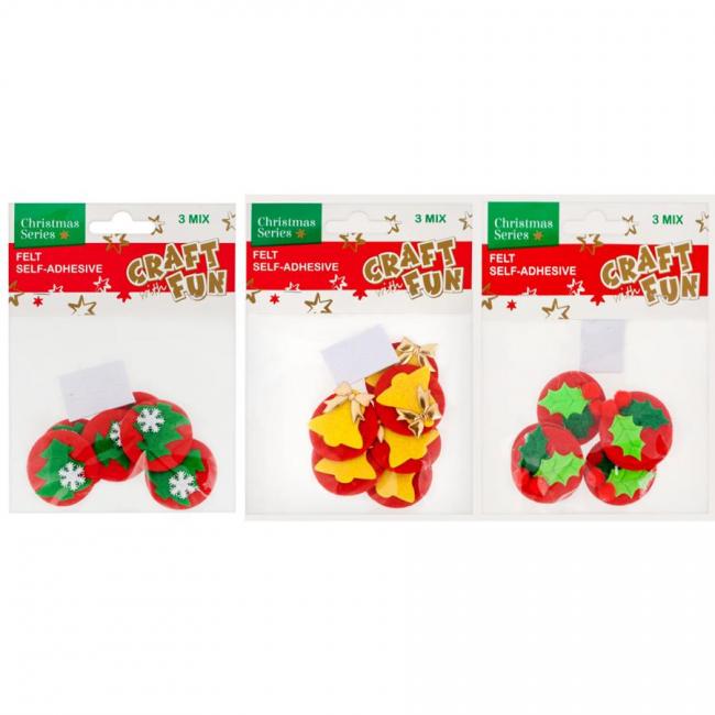 Ozdoba dekoracyjna samoprzylepna filcowa Boże Narodzenie mix CRAFT WITH FUN 439590