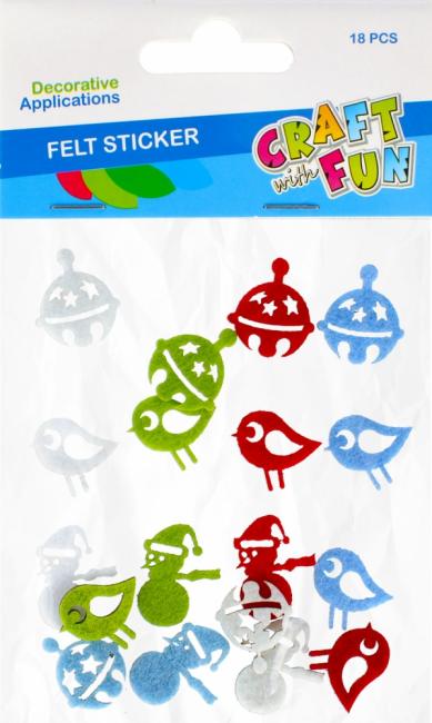 Ozdoba dekoracyjna filcowa samoprzylepna Boże Narodzenie mix CRAFT WITH FUN 480860