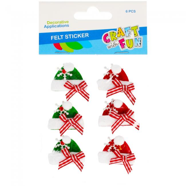 Ozdoba dekoracyjna filcowa samoprzylepna Boże Narodzenie Czapeczki CRAFT WITH FUN 480862