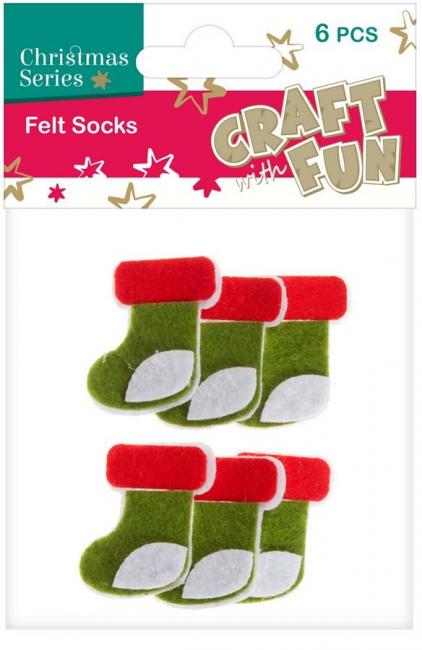 Ozdoba filc Skarpeta 6 szt. Boże Narodzenie CRAFT WITH FUN 383958