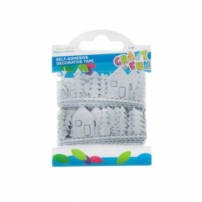 Taśma dekoracyjna samoprzylepna Renifer/Las 2 m srebrna CRAFT WITH FUN 463495
