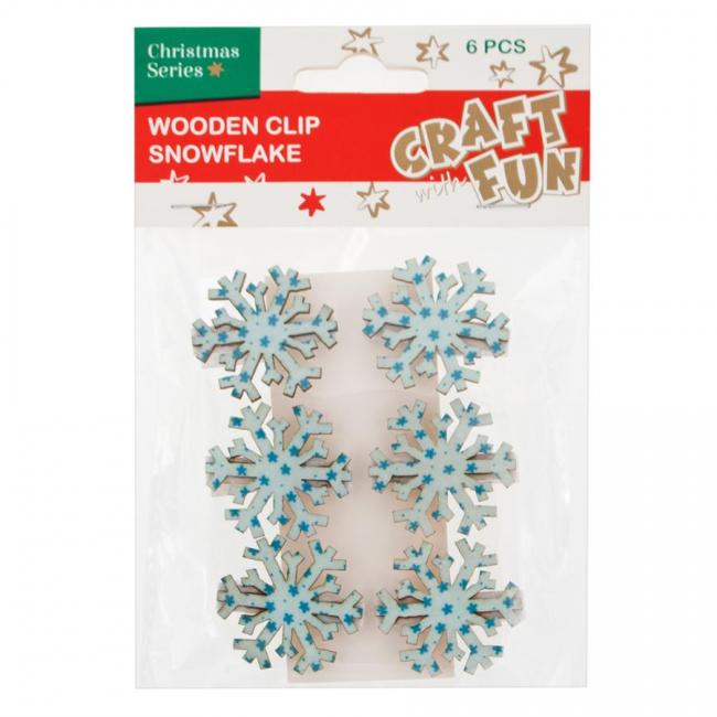 Drewniane spinacze Płatek Śniegu Boże Narodzenie CRAFT WITH FUN 438602