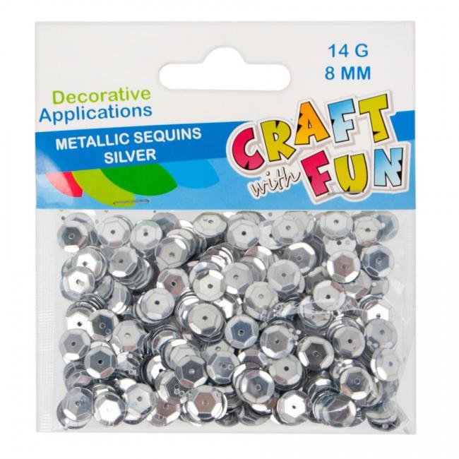 Cekiny metaliczne guziki 8mm srebro CRAFT WITH FUN 290857