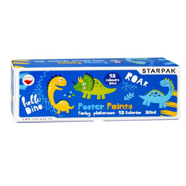 Farby plakatowe 12 kolorów 20ml Dino STARPAK 493206