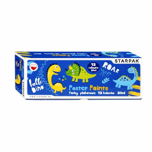 Farby plakatowe 12 kolorów 20ml Dino STARPAK 493206