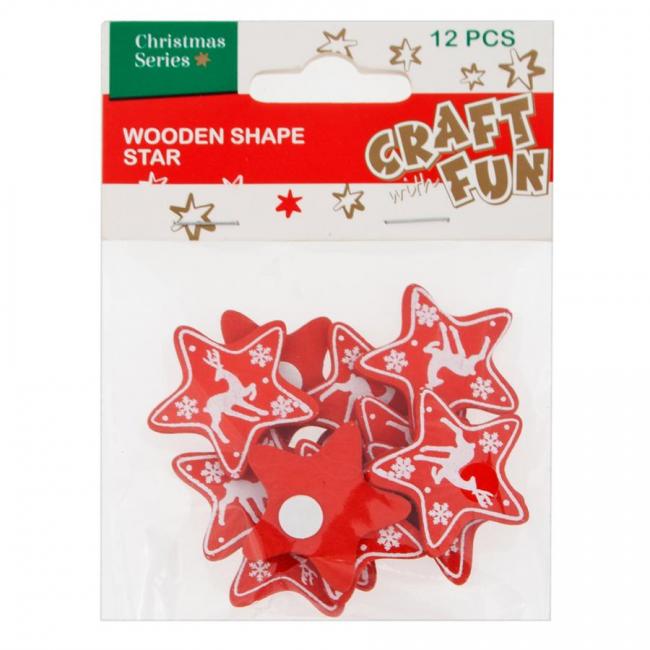 Ozdoba dekoracyjna drewniane samoprzylepne Gwiazdy Boże Narodzenie CRAFT WITH FUN 438604