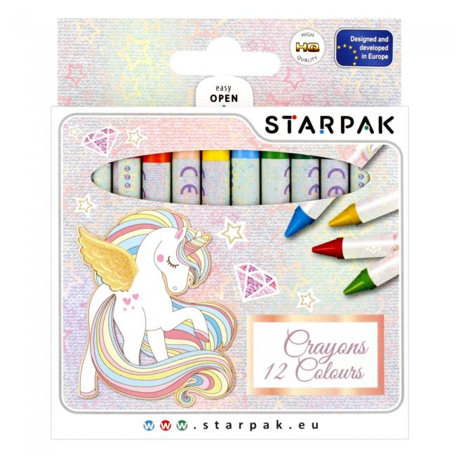 Kredki woskowe 12 kolorów Unicorn STARPAK 490949