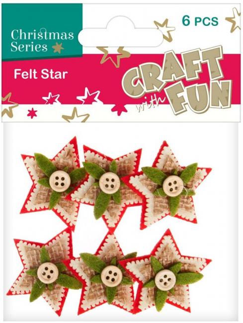 Ozdoba Boże Narodzenie filc Gwiazdki 6szt. CRAFT WITH FUN 383937