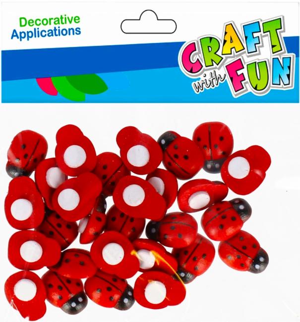 Ozdoba dekoracyjna samoprzylepna drewniana Biedronka 15 mm CRAFT WITH FUN  501441