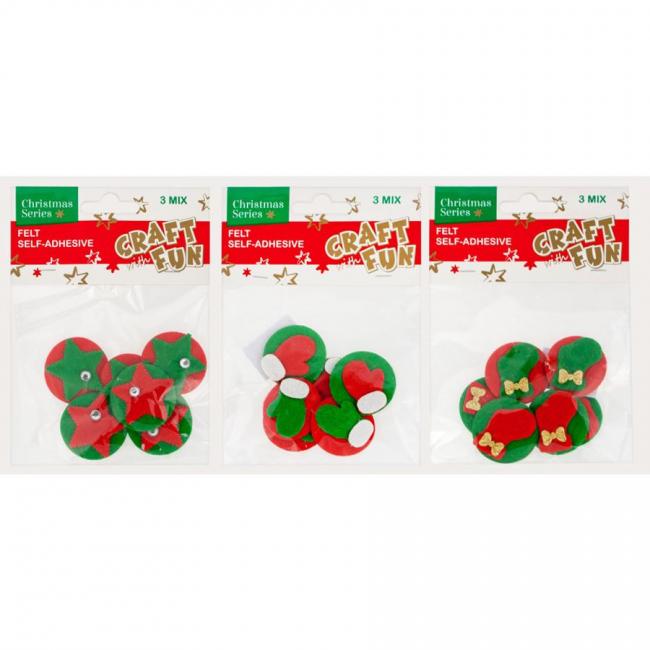 Ozdoba dekoracyjna samoprzylepna filcowa Boże Narodzenie mix CRAFT WITH FUN 439589
