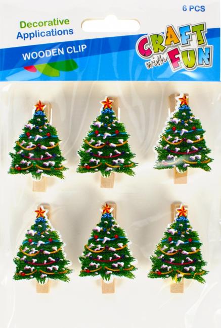 Drewniane spinacze Choinka Boże Narodzenie CRAFT WITH FUN 480394