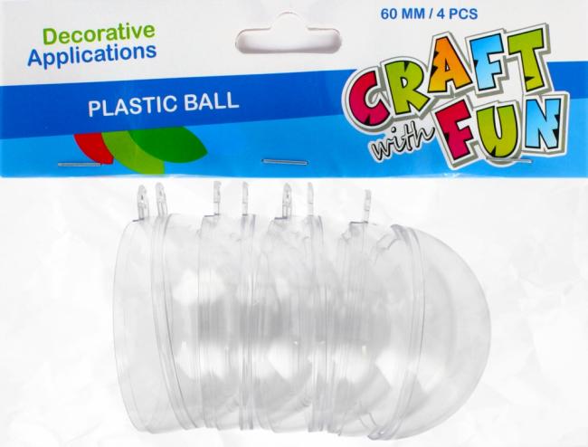 Ozdoba dekoracyjna plastikowa bombka 6cm Boże Narodzenie op.4 szt. CRAFT WITH FUN 463819