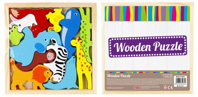 Układanka drewniana 12 elementów Zwierzęta MEGA CREATIVE 500655