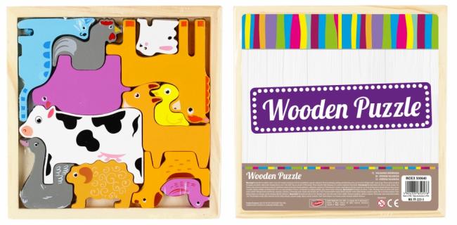 Układanka drewniana 12 elementów Zwierzęta MEGA CREATIVE 500640