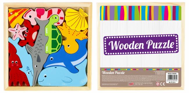 Układanka drewniana 12 elementów Ocean MEGA CREATIVE 500656