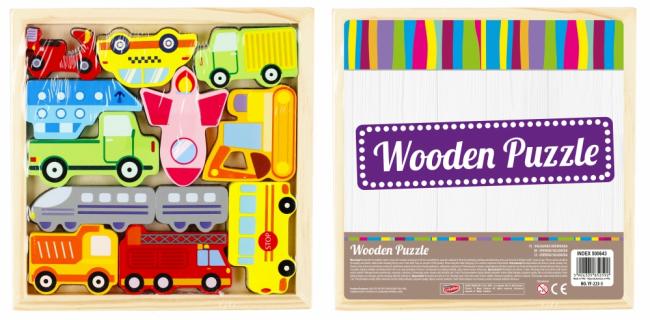 Układanka drewniana 12 elementów Pojazdy MEGA CREATIVE 500643