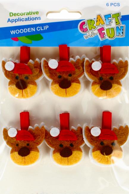Drewniane spinacze Renifer Boże Narodzenie CRAFT WITH FUN 481021