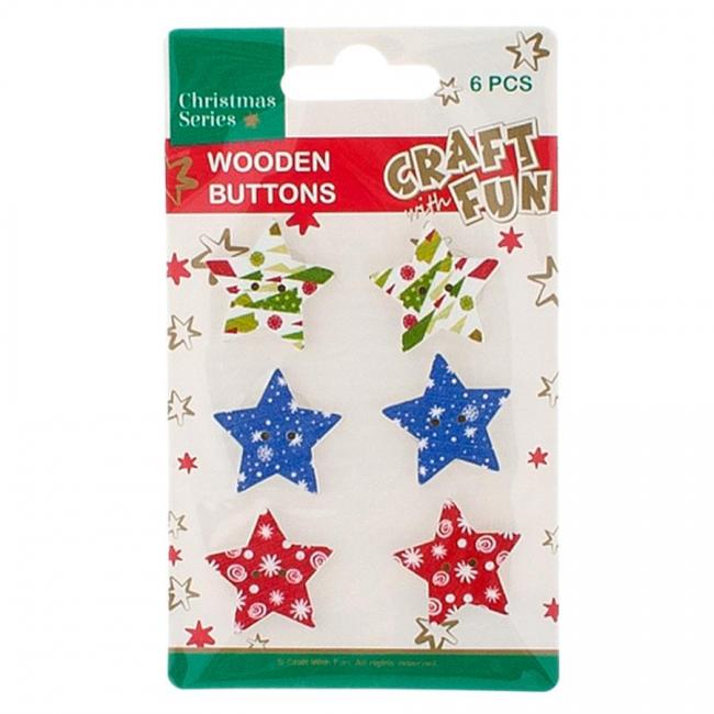 Ozdoba dekoracyjna drewnian Guzik Gwiazdka Boże Narodzenie CRAFT WITH FUN 438512
