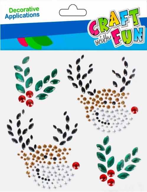 Ozdoba dekoracyjna samoprzylepne Kryształki Renifer Boże Narodzenie CRAFT WITH FUN 501889