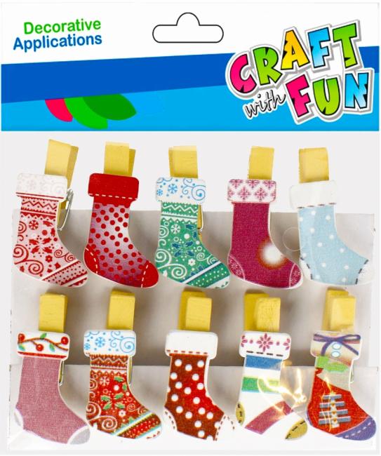 Ozdoba dekoracyjna klamerki Skarpety Boże Narodzenie CRAFT WITH FUN 501909