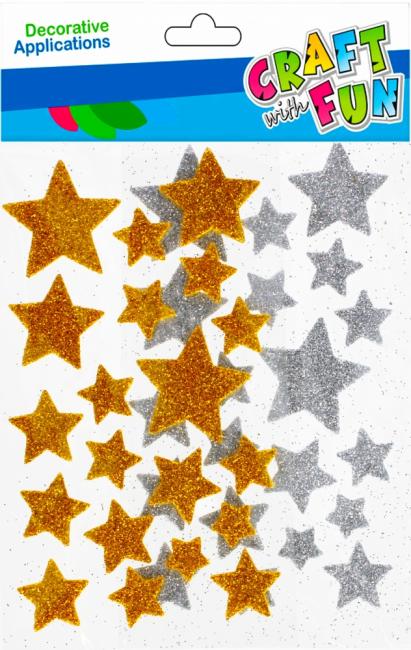 Ozdoba dekoracyjna samoprzylepna Eva Gwiazdki brokatowe  Boże Narodzenie CRAFT WITH FUN 501368