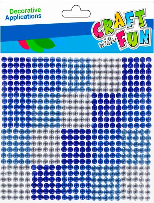 Ozdoba dekoracyjna samoprzylepne kryształki 10x10 niebieskie CRAFT WITH FUN 501430 
